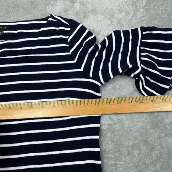 Talbots Navy & White Striped Bell Sleeve Dress M 6356 - Picture 5 of 7